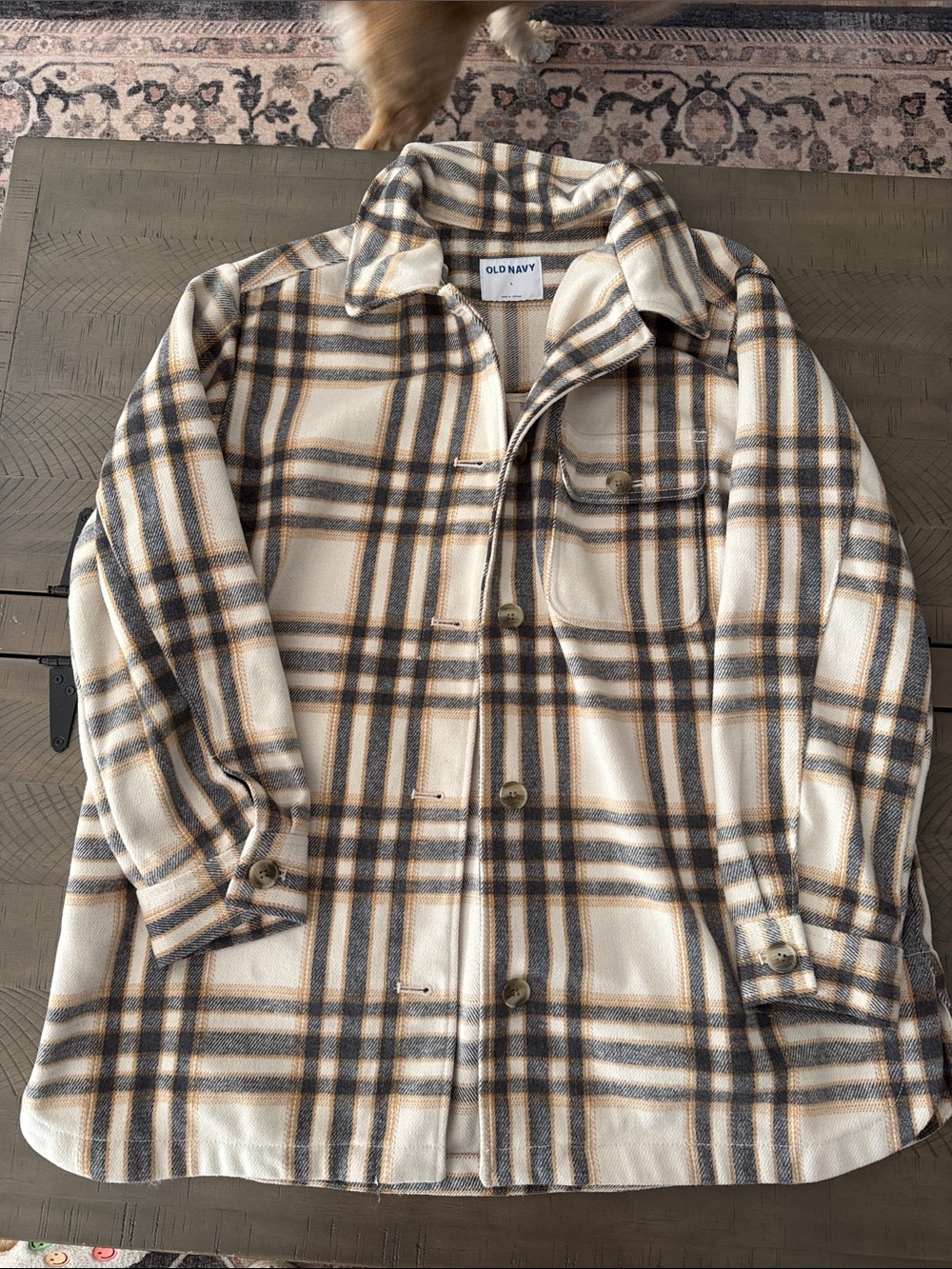 Plaid button-front jacket